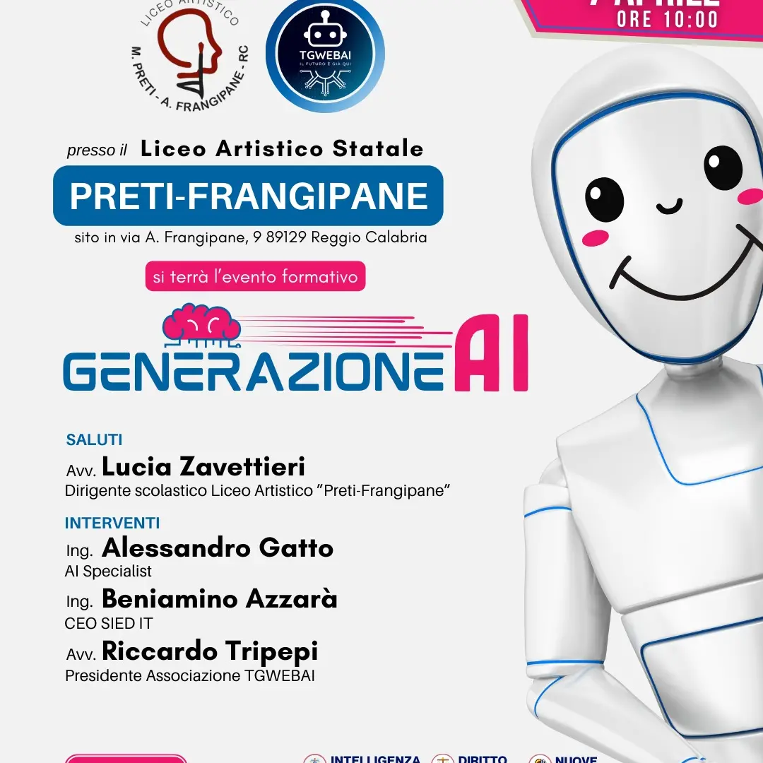 Reggio, prosegue il tour “Generazione Ai”: lunedì incontro al Liceo Artistico Preti-Frangipane