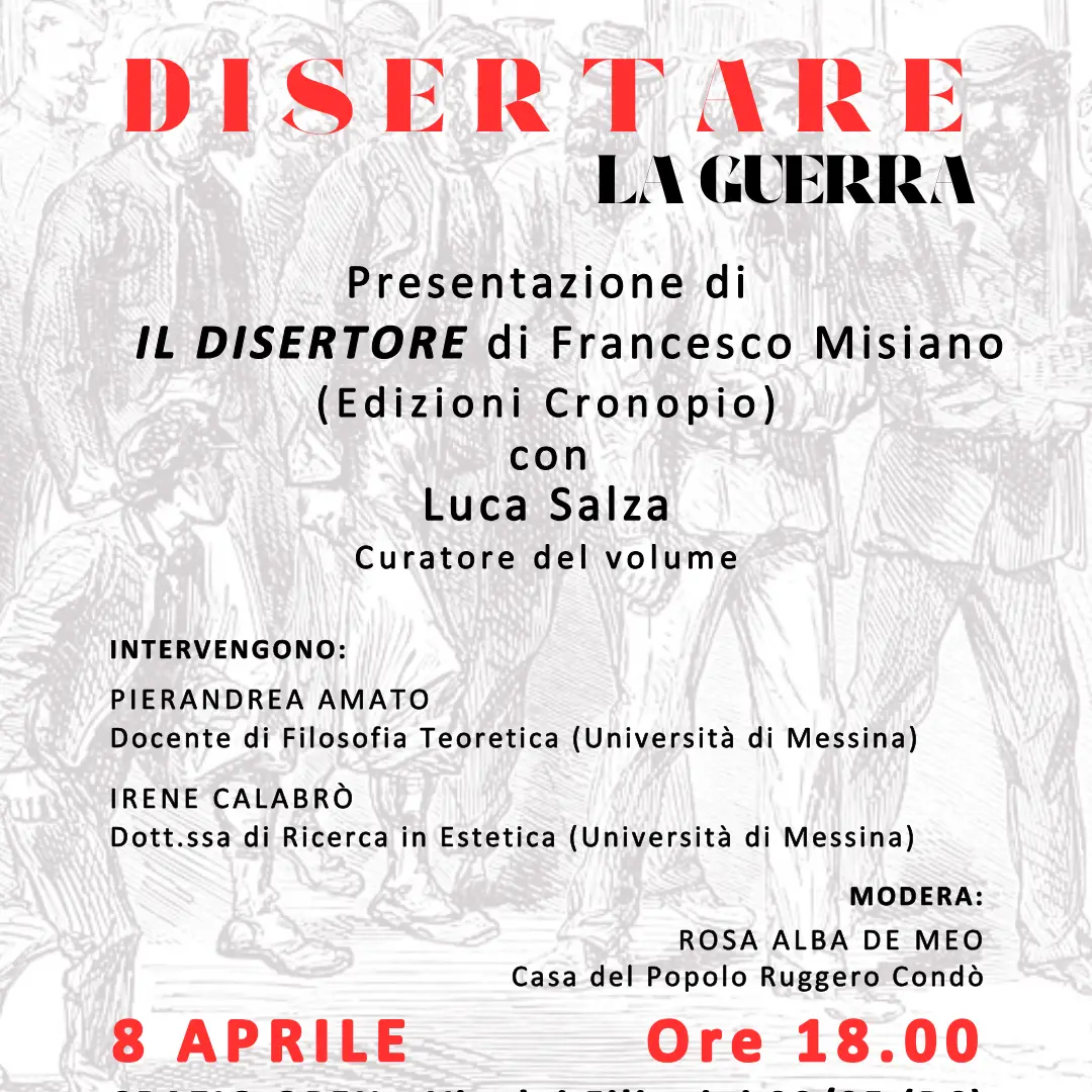 Reggio, presentazione del libro \"Il disertore\" di Francesco Misiano
