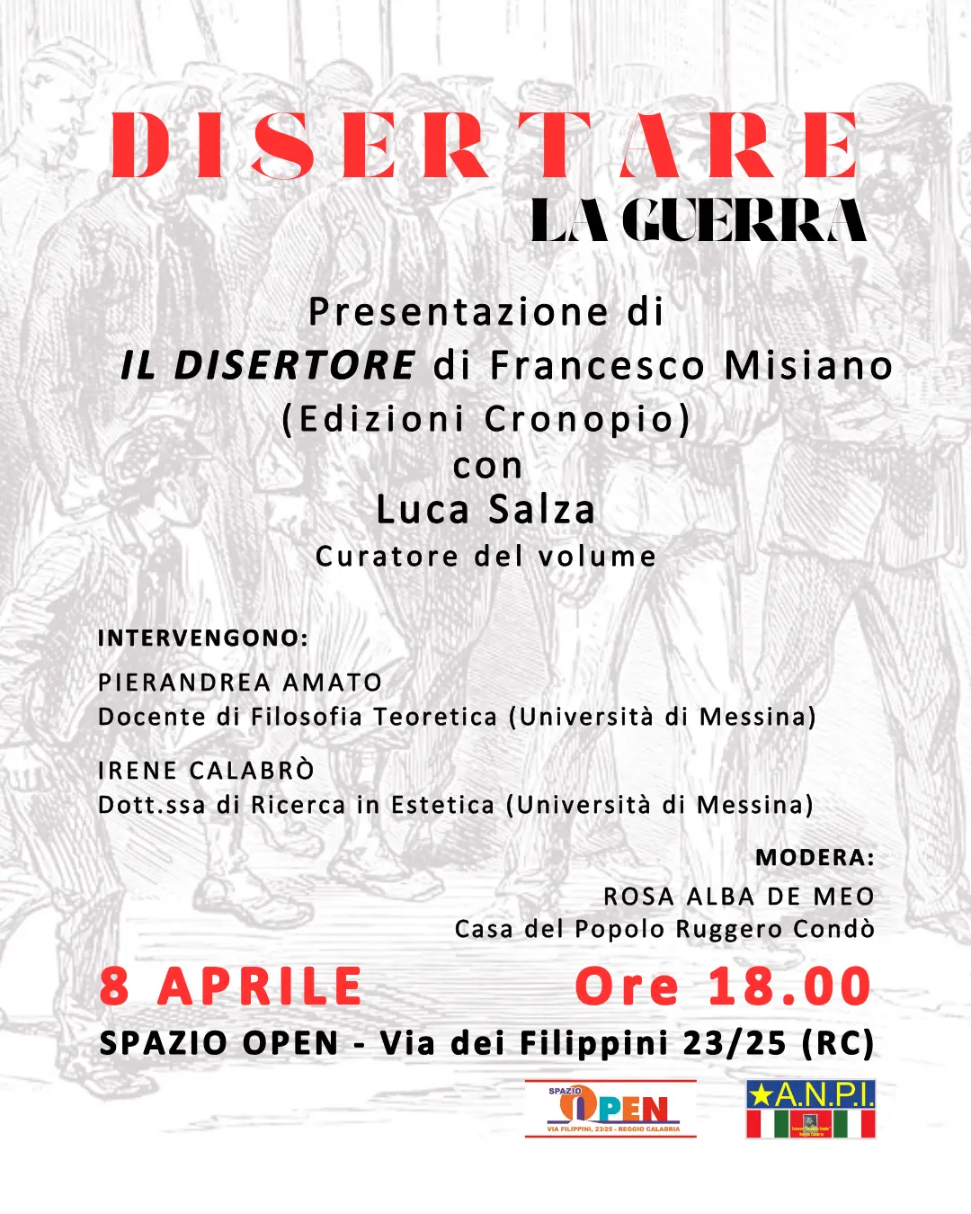 Reggio, presentazione del libro \"Il disertore\" di Francesco Misiano