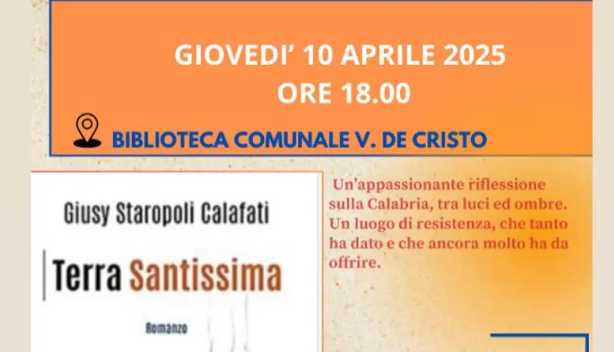 Cittanova, presso la biblioteca Comunale la presentazione del libro \"Terra Santissima\"