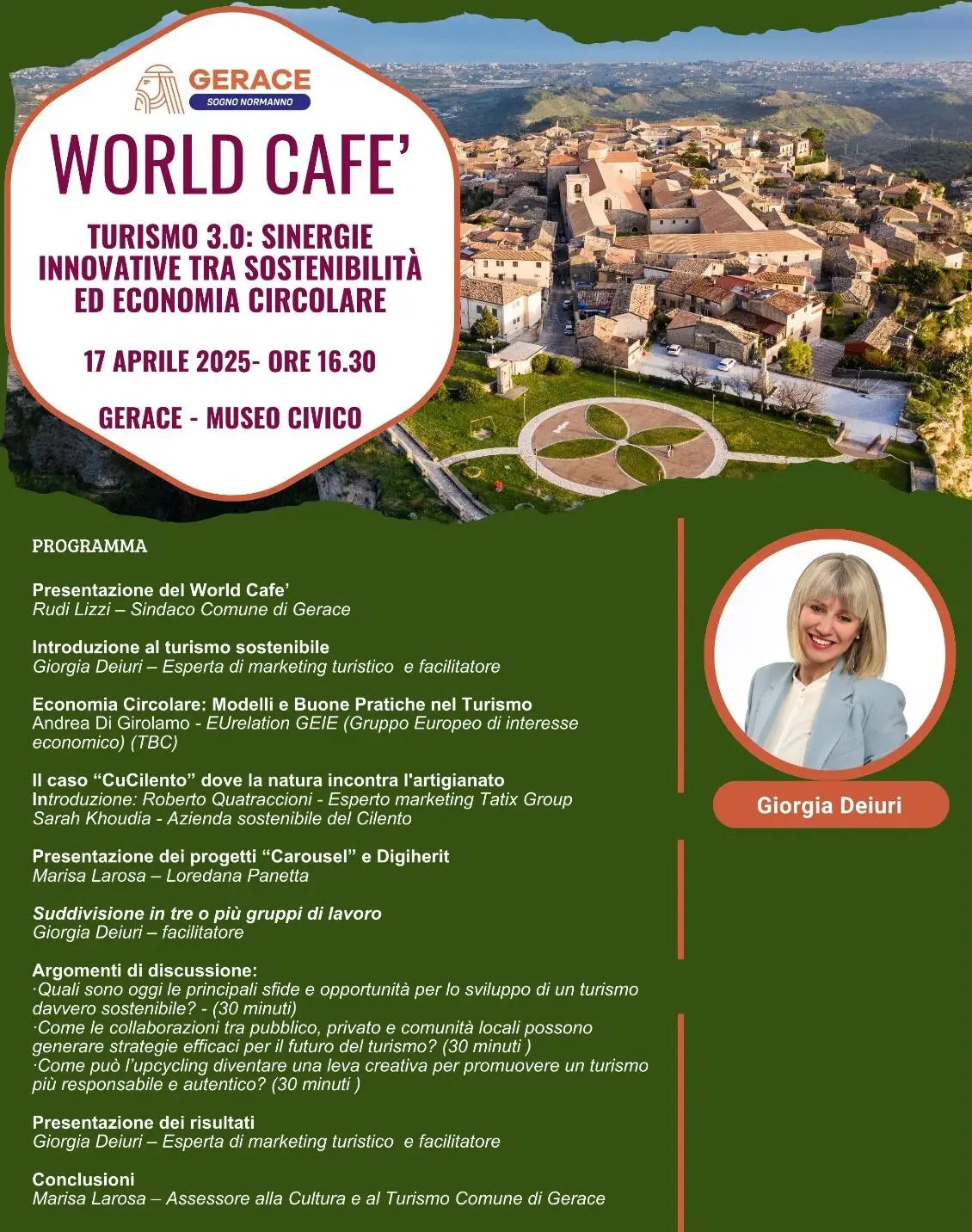 A Gerace il World Café “Turismo 3.0”: sinergie innovative tra sostenibilità ed economia circolare