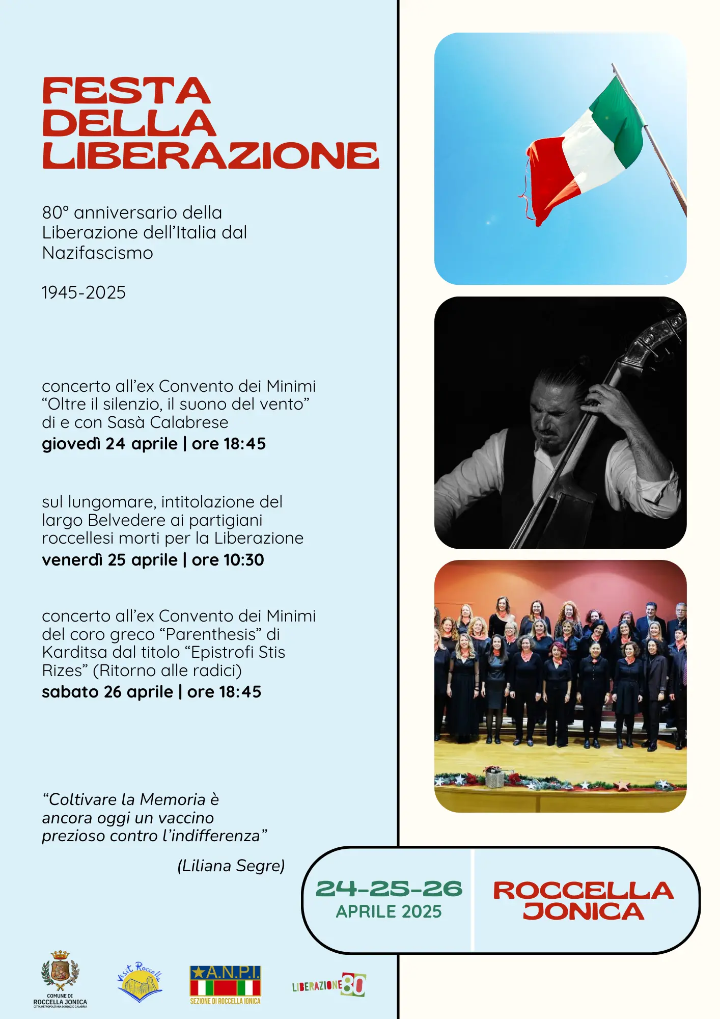 Roccella, tre giornate per celebrare l’80° anniversario della Festa della Liberazione