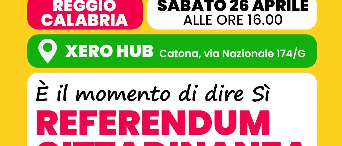 Il 26 aprile iniziativa pubblica per il SÌ al referendum promossa da Più Europa Reggio Calabria
