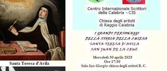 Reggio, il Cis della Calabria promuove incontro su Santa Teresa d’Avila e San Juan del La Cruz