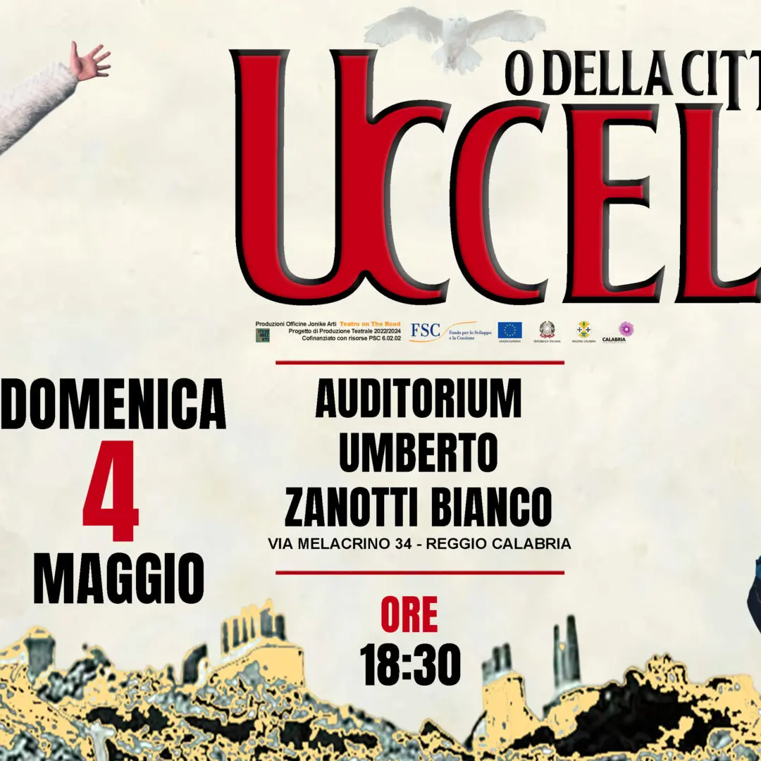 Reggio, domenica 4 maggio lo spettacolo “Uccelli o della Città Sognata”