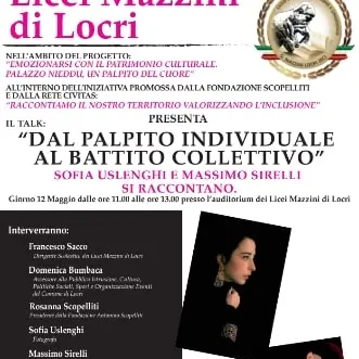A Locri il talk \"Dal palpito individuale al battito collettivo. Massimo Sirelli e Sofia Uslenghi si raccontano\"