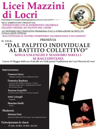 A Locri il talk \"Dal palpito individuale al battito collettivo. Massimo Sirelli e Sofia Uslenghi si raccontano\"
