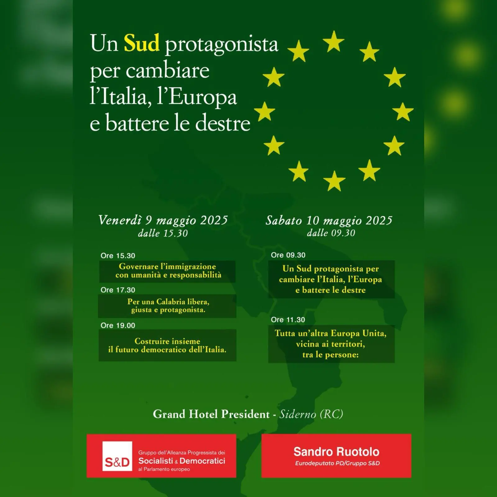 A Siderno l'evento “Un Sud protagonista per cambiare l’Italia, l’Europa e battere le destre”