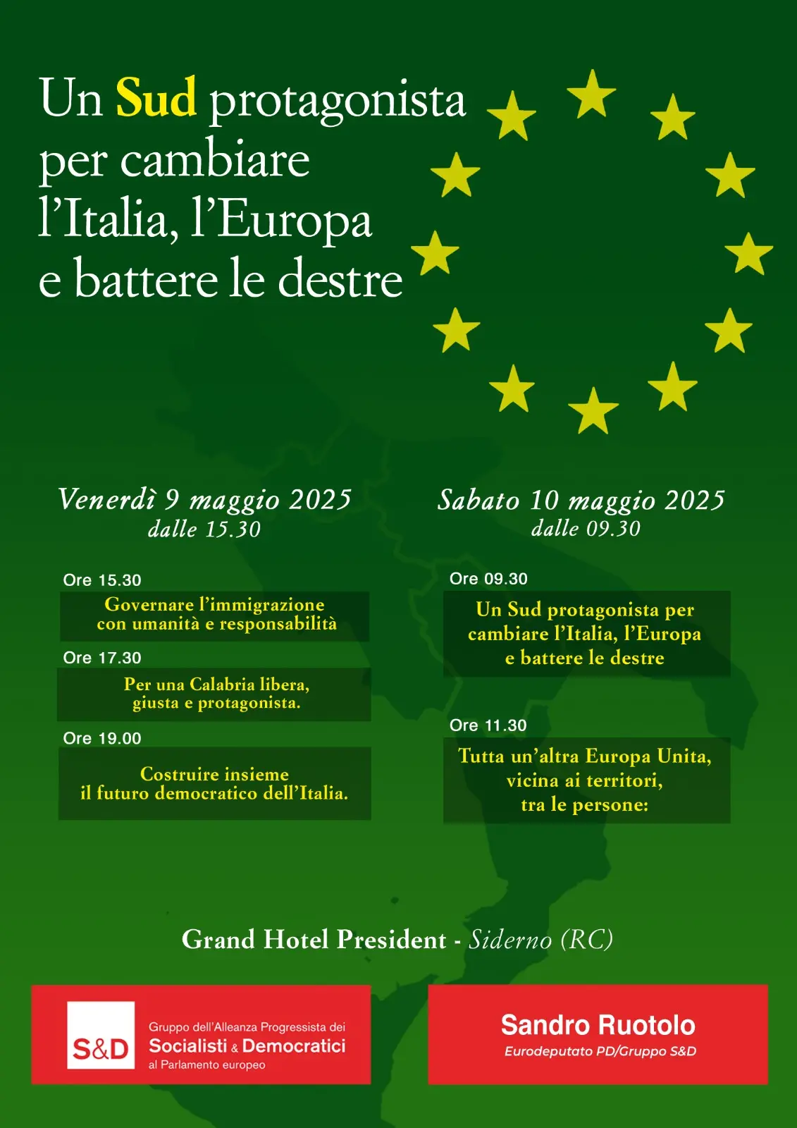 Siderno, due giorni di incontri per l'evento “Un Sud protagonista per cambiare l’Italia, l’Europa e battere le destre”
