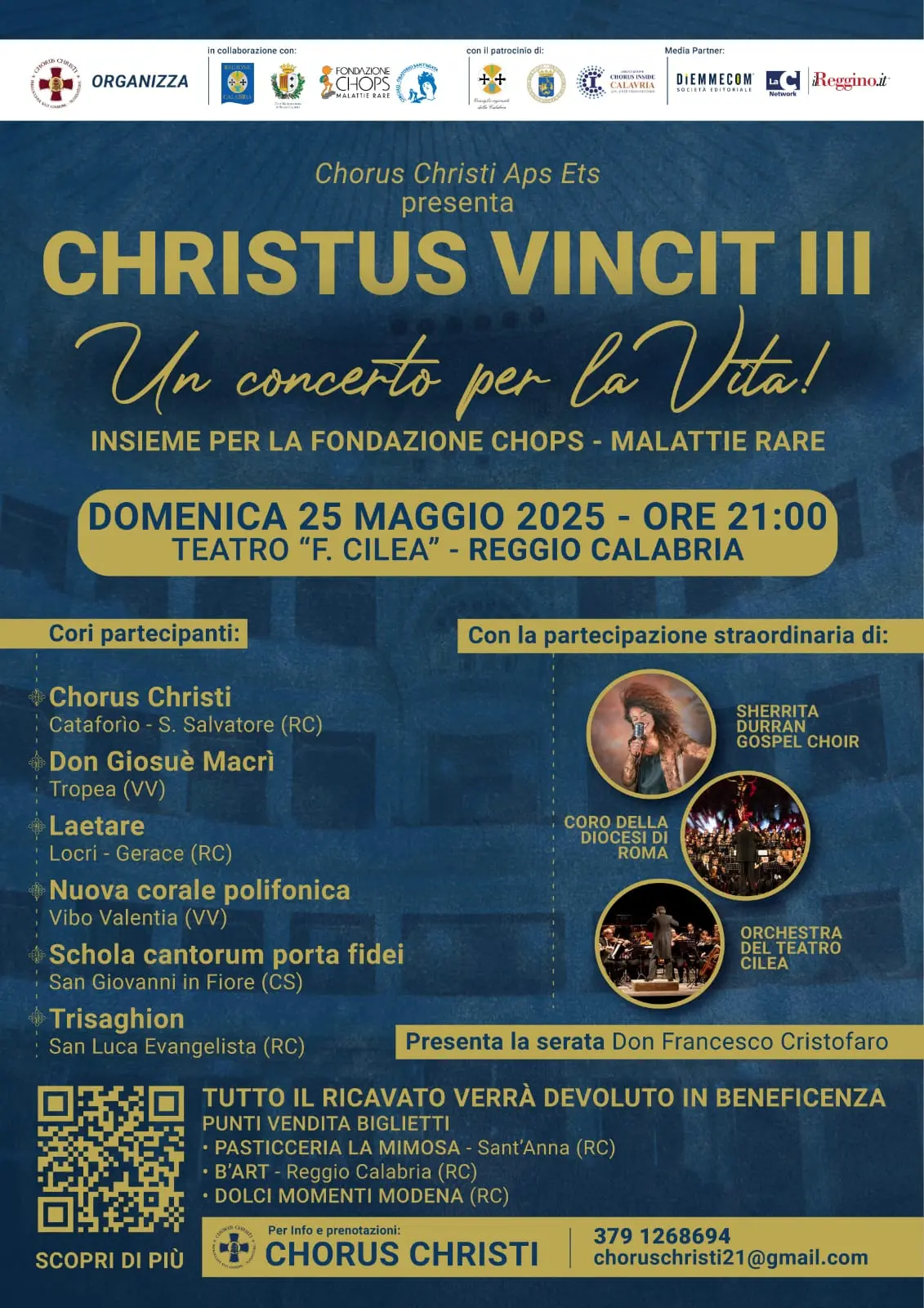Reggio, ultimi biglietti disponibili per “Christus Vincit – Un Concerto per la Vita”