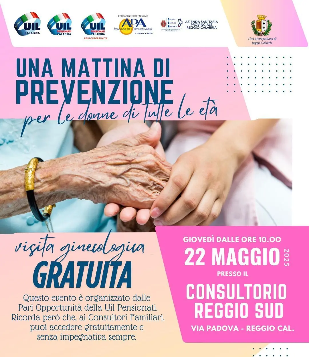 Reggio, il 22 maggio iniziativa di prevenzione ginecologica gratuita rivolta a donne di tutte le età