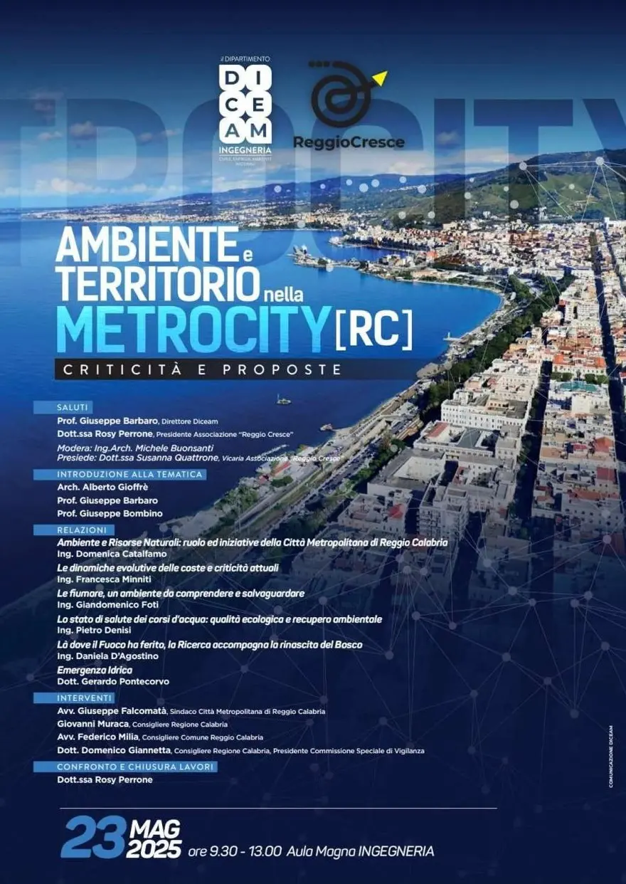 Reggio, il 23 maggio il convegno \"Ambiente e Territorio nella Metrocity: criticità e proposte\"