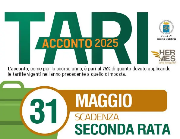 Reggio, acconto tari 2025: scadenza seconda rata