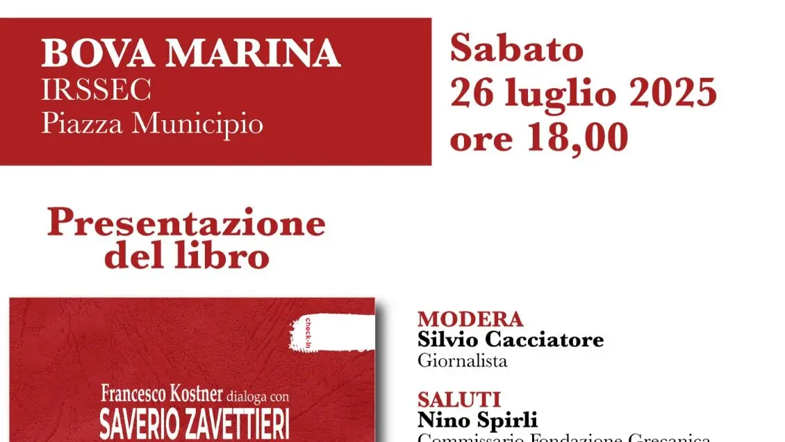 A Bova Marina sabato si parla di \"Battaglie di libertà\" con Zavettieri e Kostner