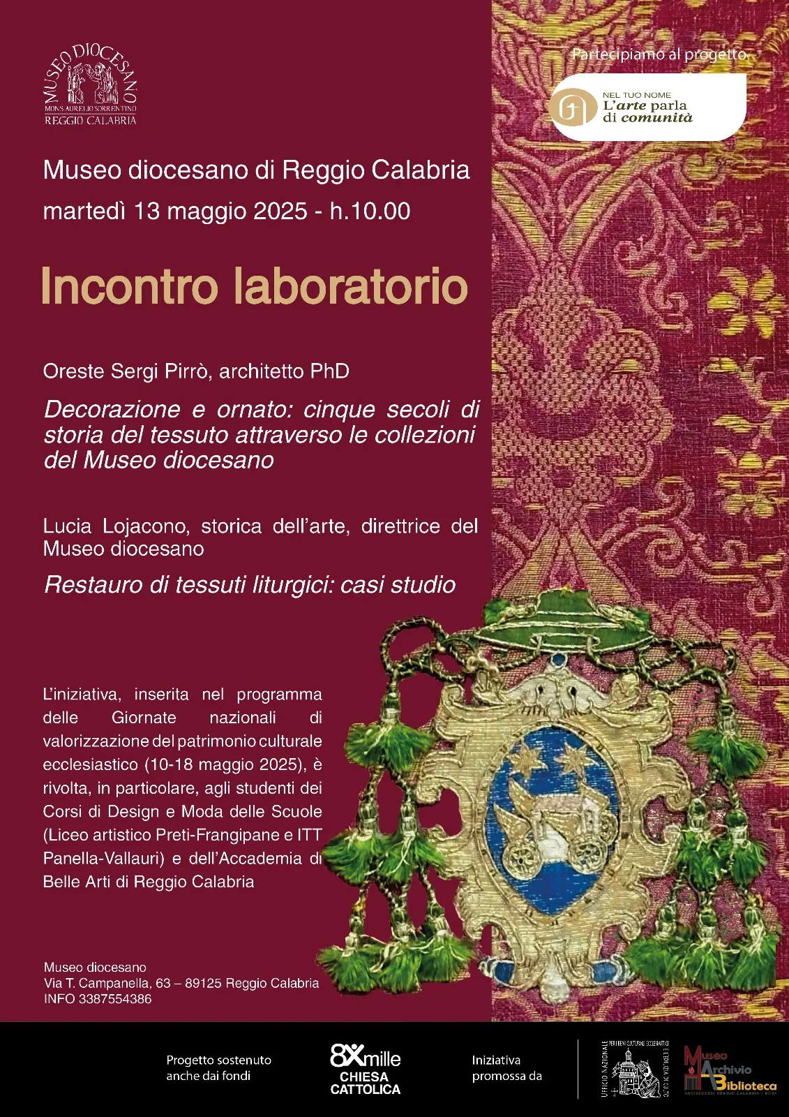 Reggio, al Museo diocesano incontro laboratorio sulla storia del tessuto antico