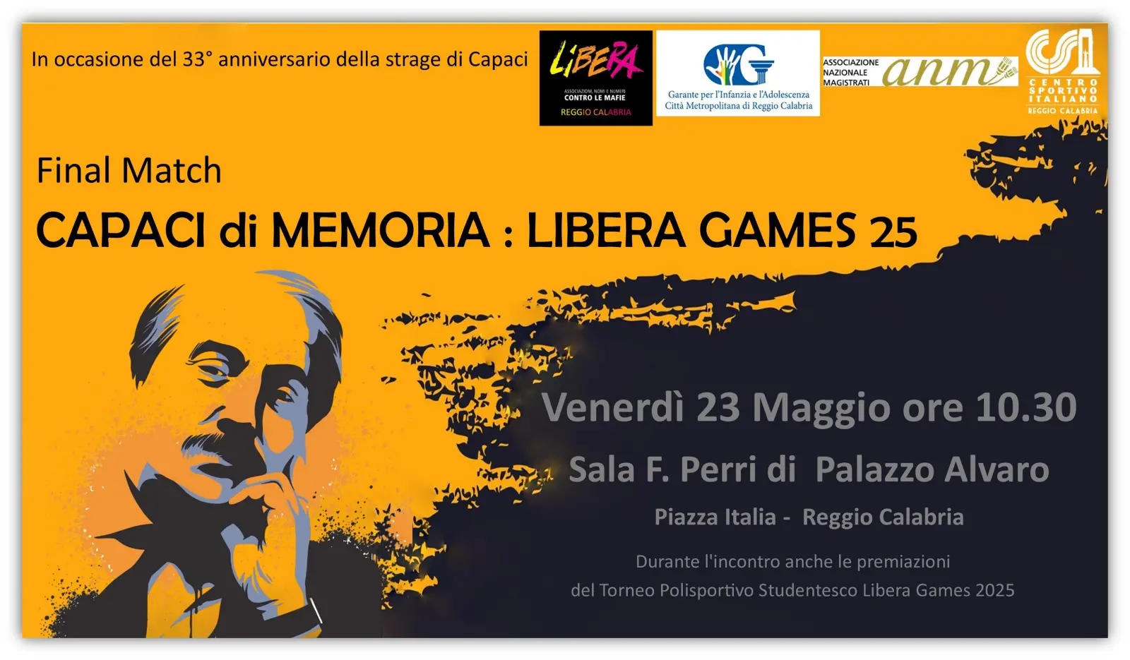 Reggio, il 23 maggio l'iniziativa \"Capaci di Memoria: Libera Games25”