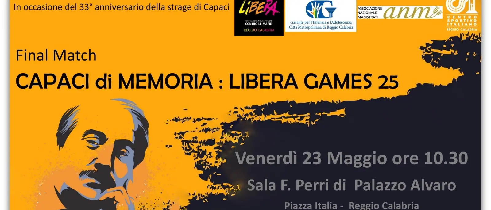 Reggio, il 23 maggio l'iniziativa \"Capaci di Memoria: Libera Games25”