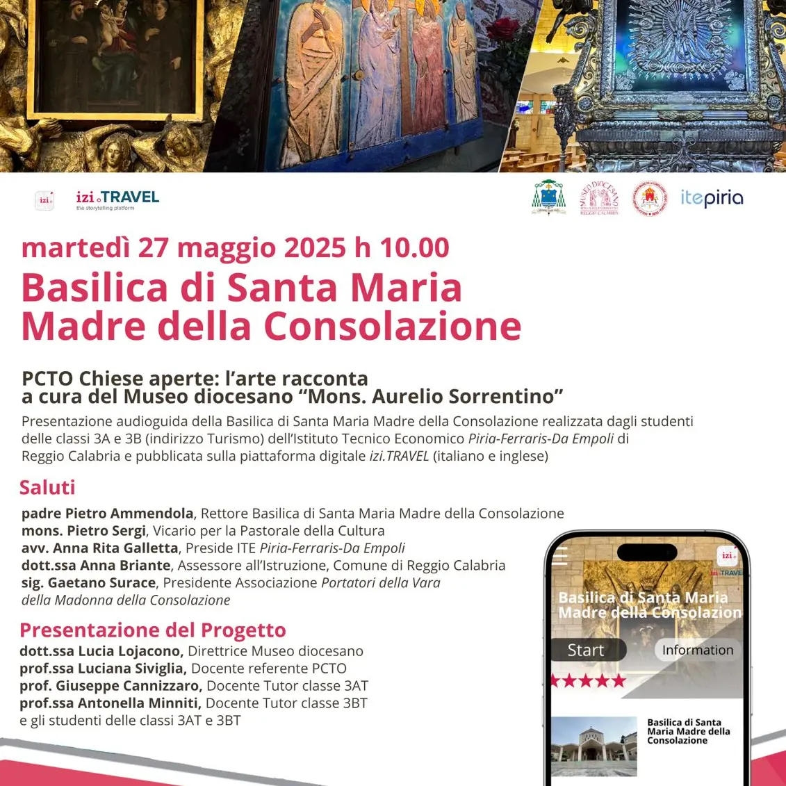 Reggio, gli studenti dell'ITE Piria presentano le audioguide della Basilica dell’Eremo