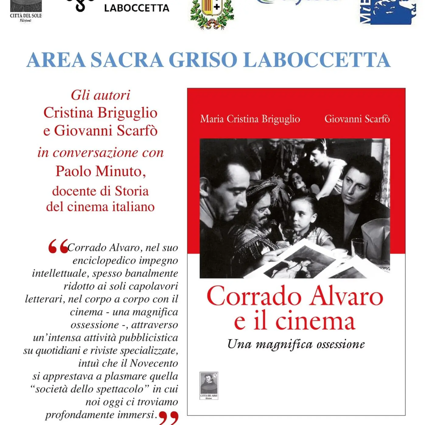 Reggio, presentazione del libro \"Corrado Alvaro e il cinema. Una magnifica ossessione\"