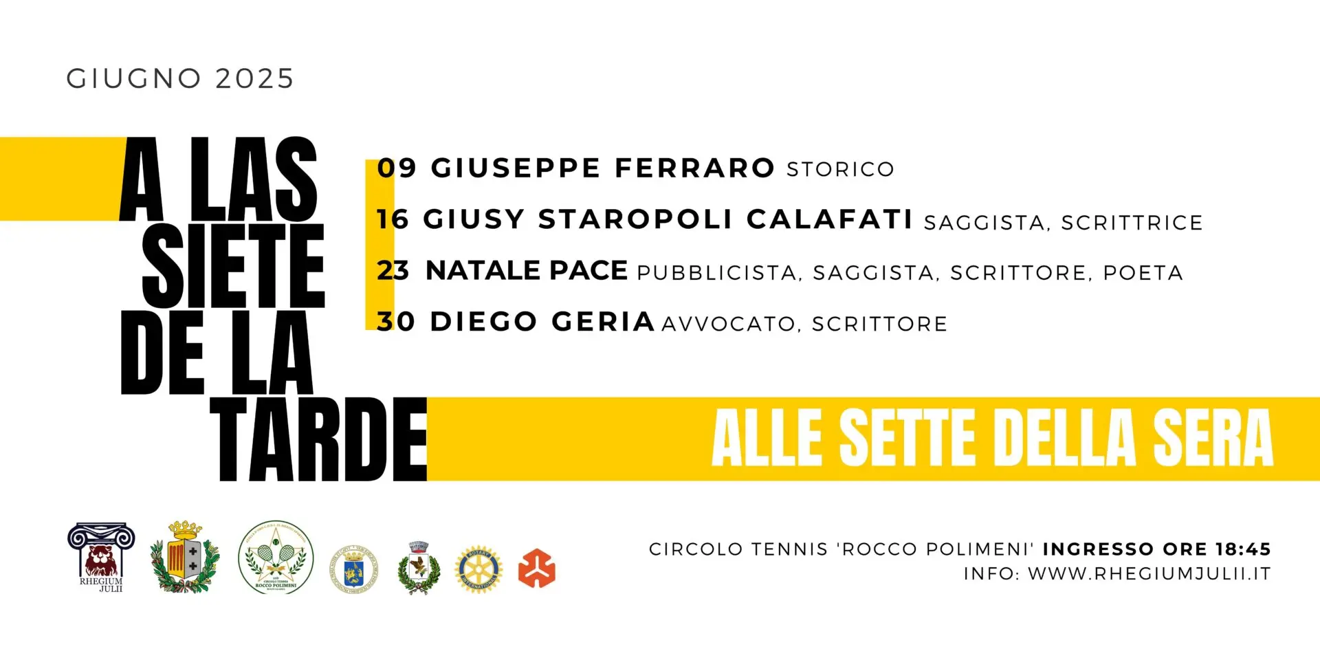 Torna \"Alle sette della sera\", il ciclo d'incontri di giugno del Rhegium Julii