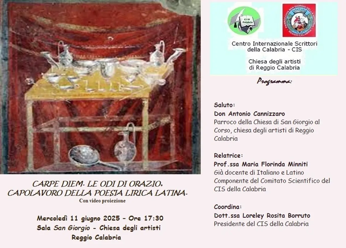 Reggio, mercoledì la conferenza “Carpe Diem. Le Odi di Orazio, capolavoro della poesia lirica latina”