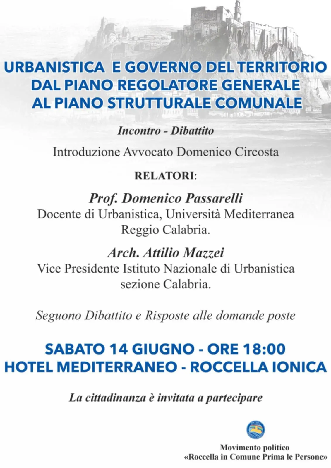 Roccella, il convegno “Urbanistica e governo del territorio: dal piano regolatore generale al piano strutturale comunale”