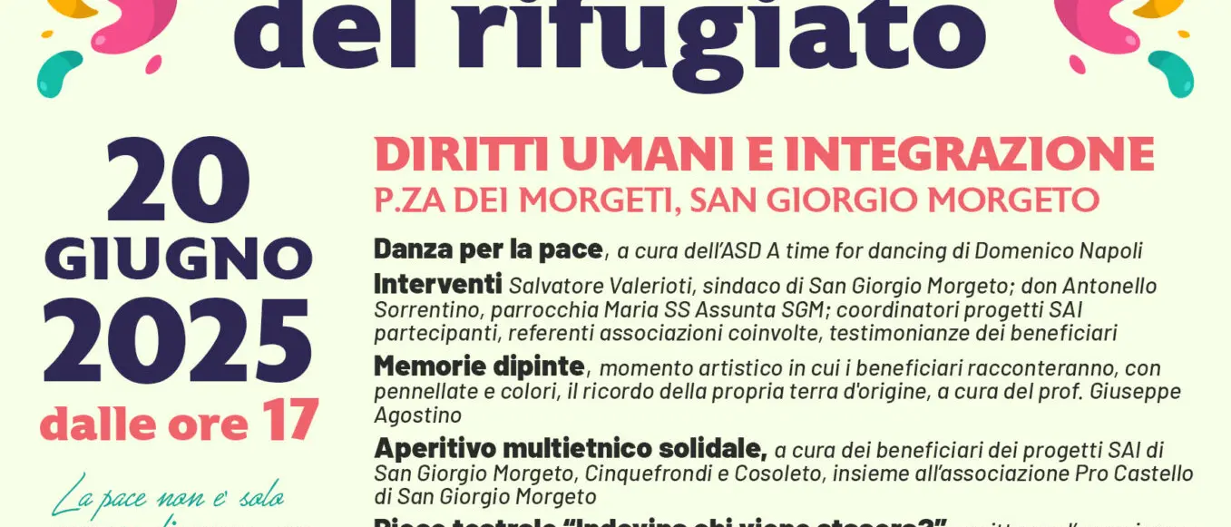 Il Comune di San Giorgio Morgeto celebra la Giornata Internazionale del Rifugiato