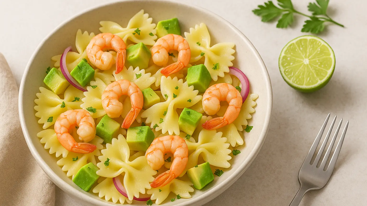 LA RICETTA DEL GIORNO | Pasta fredda con gamberi, avocado e lime