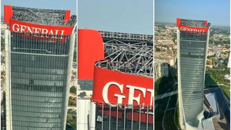 A Milano crolla l'insegna di Generali in cima al grattacielo del CityLife: area evacuata
