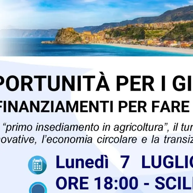 Scilla, domani il convegno “Le opportunità per i giovani: i nuovi finanziamenti per fare impresa”