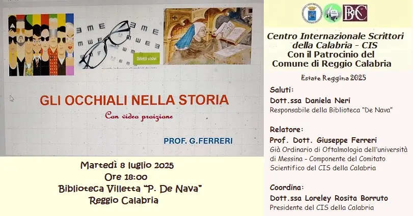 Gli occhiali tra scienza, memoria e design: a Reggio una conferenza per raccontarne l’evoluzione nei secoli