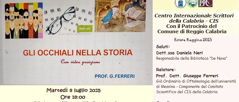 Gli occhiali tra scienza, memoria e design: a Reggio una conferenza per raccontarne l’evoluzione nei secoli