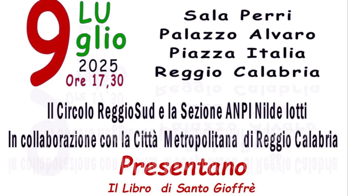 Reggio, il 9 luglio la presentazione del libro di Santo Gioffrè