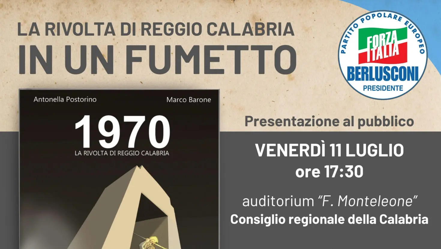 Un fumetto per raccontare i moti del ’70: la Sala Monteleone ospita la presentazione di “1970 – La rivolta di Reggio Calabria”