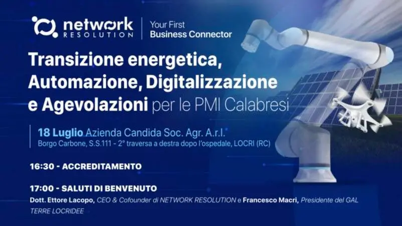Locri, il seminario dal tema “Transizione energetica, Automazione, Digitalizzazione e Agevolazioni per le PMI calabresi”