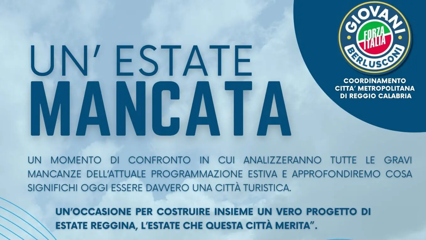 Reggio, giovedì l’iniziativa “Un’estate mancata” di Forza Italia Giovani