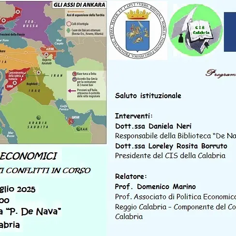 Reggio, il 15 luglio la conferenza \"Gli aspetti economici a causa dei numerosi conflitti in corso\"