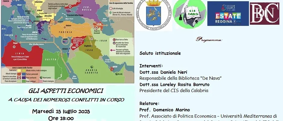 Reggio, il 15 luglio la conferenza \"Gli aspetti economici a causa dei numerosi conflitti in corso\"
