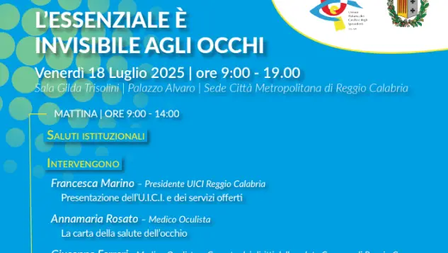 Reggio, l'UICI promuove una giornata dedicata alla salute degli occhi con visite oculistiche gratuite