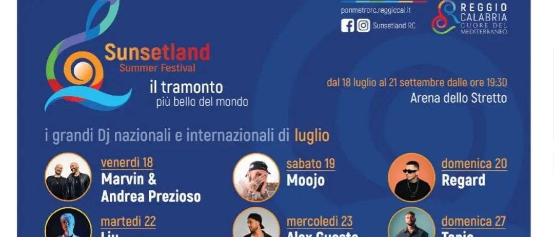 Reggio saluta il sole con Marvin & Andrea Prezioso: parte oggi il Sunsetland Summer Festival all’Arena dello Stretto \"Ciccio Franco\"