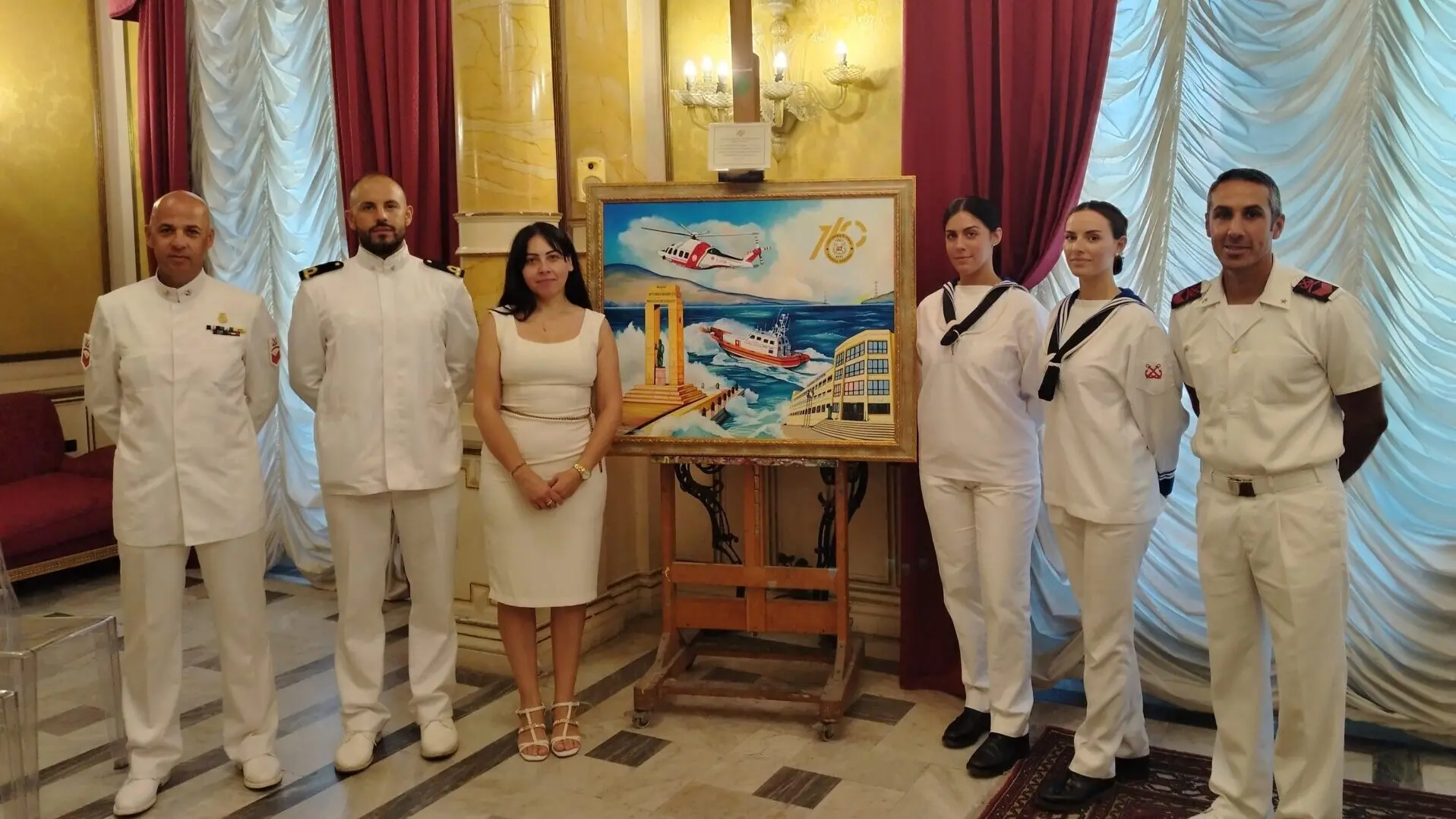 Reggio, l'artista Raffaella Polifroni dedica un quadro per il 160° anniversario della Guardia Costiera