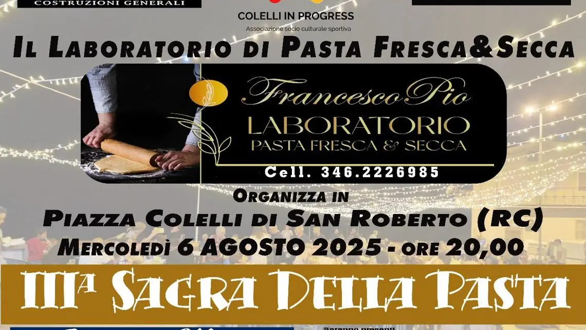 San Roberto, tutto pronto la 3ª sagra della pasta