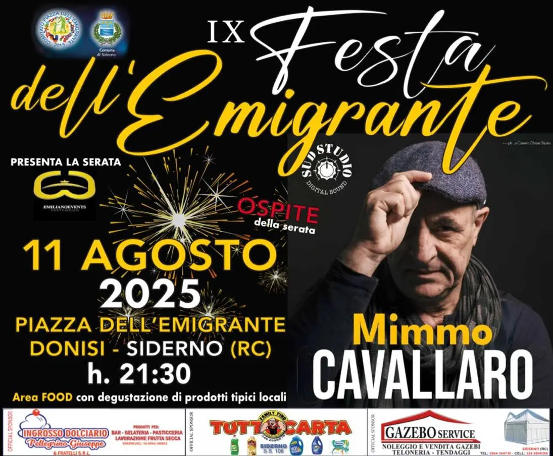 Siderno, al via la IX edizione della \"Festa dell’Emigrante\": ospite Mimmo Cavallaro