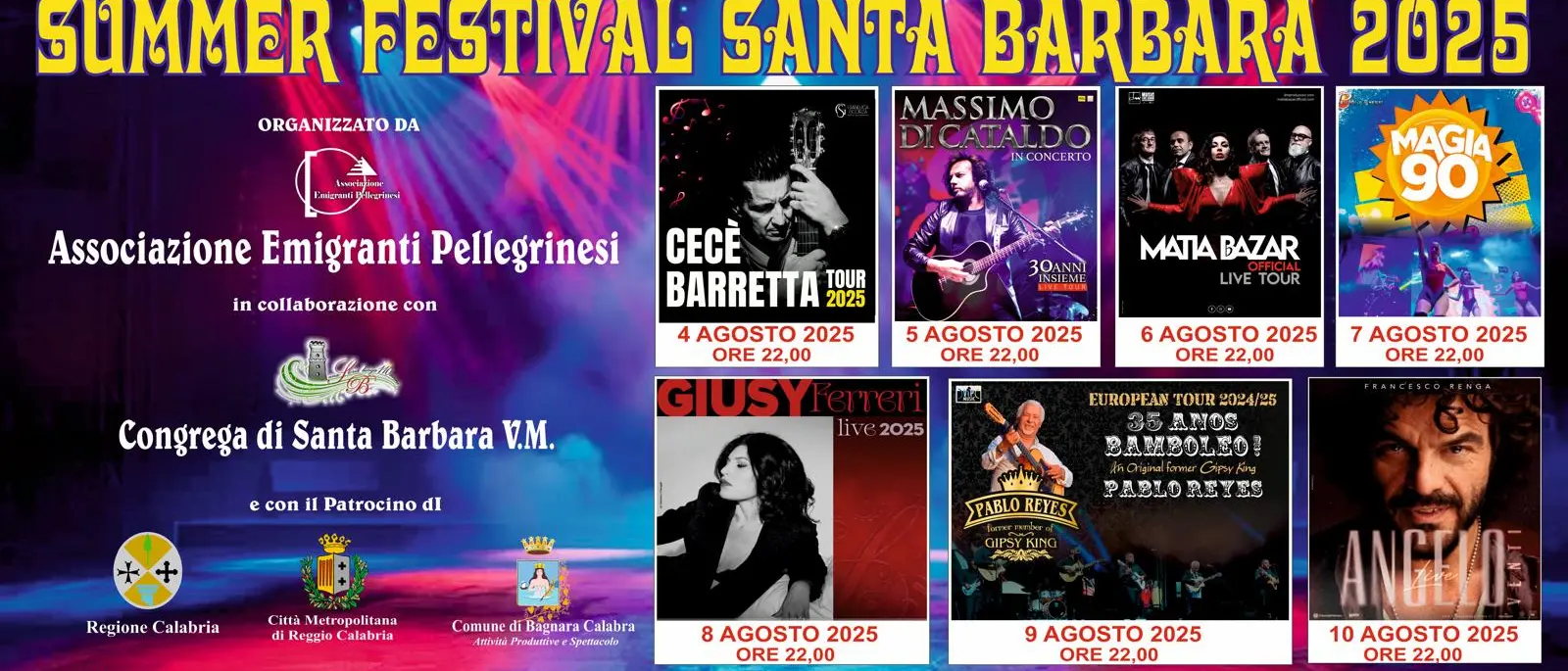 Gran finale al Summer Festival di Pellegrina: sul palco oggi Pablo Reyes dei Gipsy Kings. Attesa domani per Francesco Renga