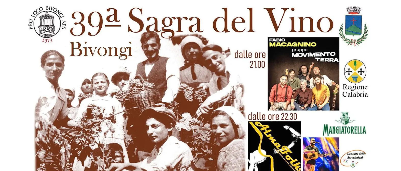 Bivongi brinda alla tradizione con la 39ª Sagra del Vino: degustazioni e musica in Piazza del Popolo