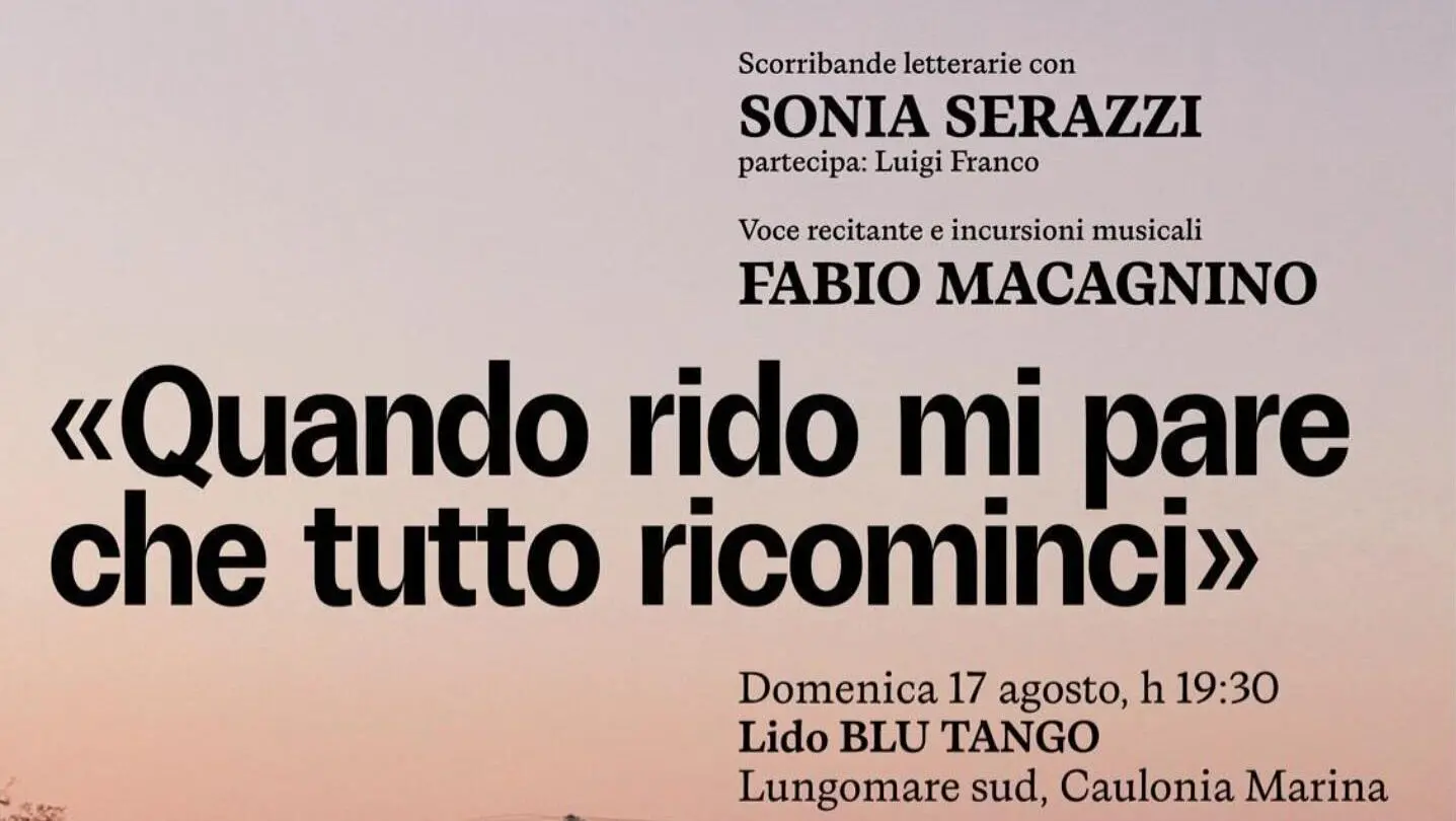 Al Blu Tango di Caulonia “Scorribande letterarie” con Sonia Serazzi e incursioni musicali di Fabio Macagnino