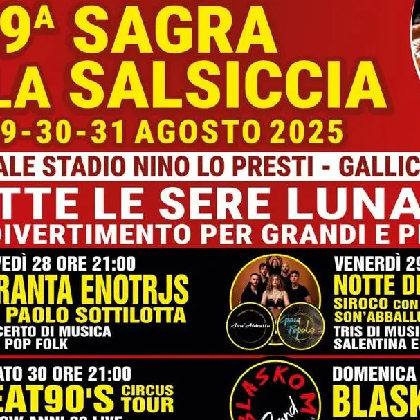 Gallico, tutto pronto per la nona edizione della sagra della salsiccia