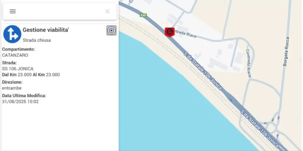 Fuga di gas sulla Statale SS 106 dopo l'incendio di ieri a Saline, aperta una sola corsia al transito