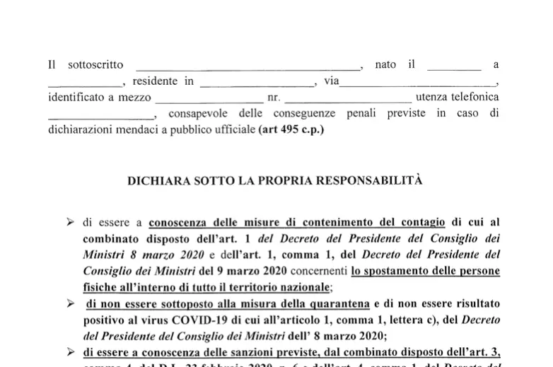 Coronavirus, per l’autocertificazione arriva il nuovo modulo: ecco cosa cambia