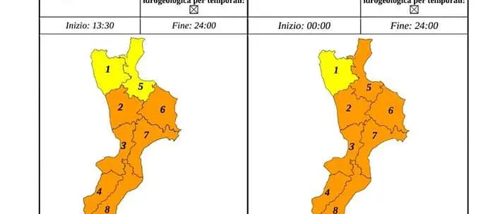 Maltempo, a Reggio Calabria allerta arancione fino a domani sera. Piogge intense